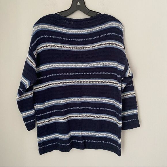 American Living Women’s Long Dolman Sleeve Round Neck Striped Sweater size M - Picture 3 of 4